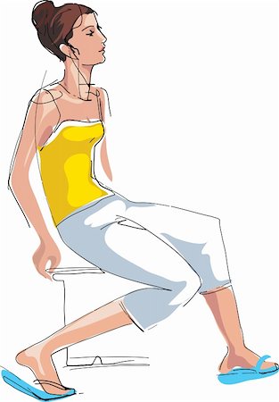 simsearch:400-04915621,k - a sketch girl sitting on the chair Stock Photo - Budget Royalty-Free & Subscription, Code: 400-05698412