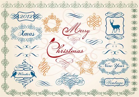 set of ornamental christmas frames, vector design elements Stock Photo - Budget Royalty-Free & Subscription, Code: 400-05698453