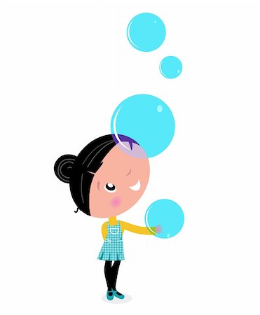 Cute little Child with Soap Bubbles. Vector cartoon Illustration. Stock Photo - Budget Royalty-Free & Subscription, Code: 400-05698955