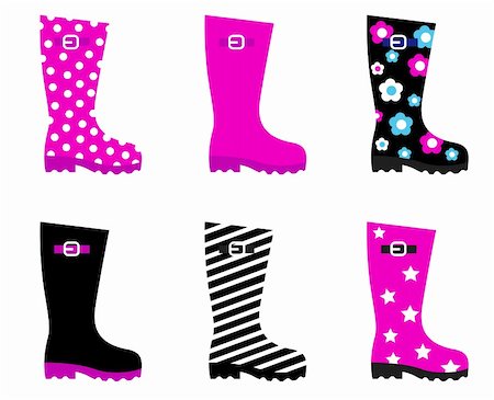 plastic flowers - Collecton of wellies boots accessories. Vector illustration. Stock Photo - Budget Royalty-Free & Subscription, Code: 400-05698960