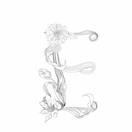 Floral font, Letter E Stock Photo - Budget Royalty-Free & Subscription, Code: 400-05699011