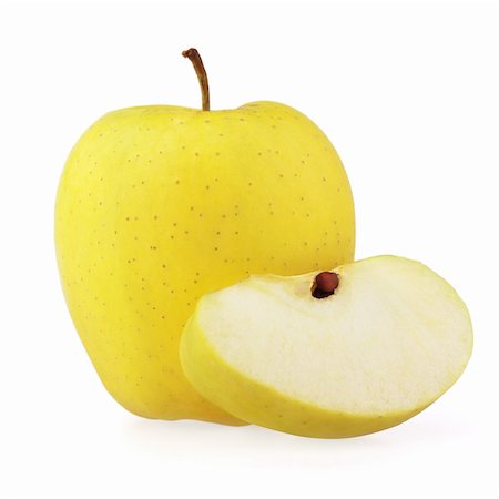 simsearch:400-08530181,k - Yellow apple with half isolated on white Stock Photo - Budget Royalty-Free & Subscription, Code: 400-05699085