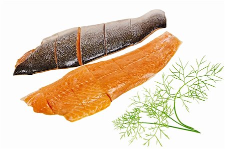 salmon skin - Fresh raw salmon fillet isolated on white Stock Photo - Budget Royalty-Free & Subscription, Code: 400-05699221