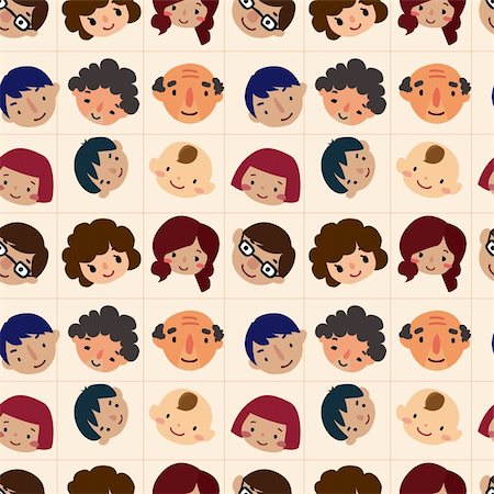 simsearch:400-04813777,k - cartoon family head seamless pattern Fotografie stock - Microstock e Abbonamento, Codice: 400-05699413