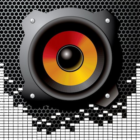 stereo - audio speaker - vector illustration Stock Photo - Budget Royalty-Free & Subscription, Code: 400-05699578