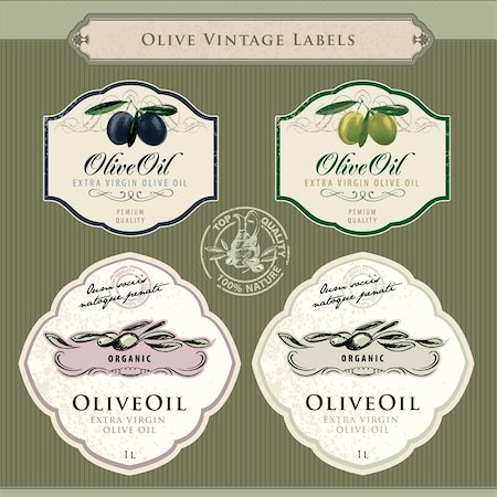 sicily food - Vector illustration - Set of olive oil label templates Photographie de stock - Aubaine LD & Abonnement, Code: 400-05699637