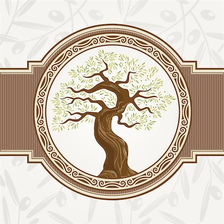 simsearch:400-04356349,k - Vector illustration - olive vector tree, for label, menu, card, print materials, advertising, branding Foto de stock - Royalty-Free Super Valor e Assinatura, Número: 400-05699638