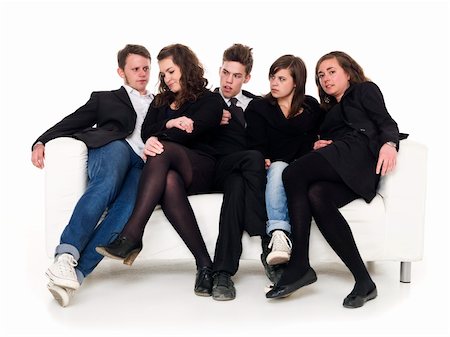 Group of people in a sofa isolated on white background Photographie de stock - Aubaine LD & Abonnement, Code: 400-05690087