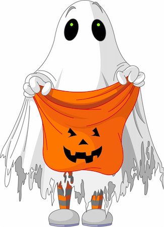 simsearch:400-06393288,k - Child  in ghost costume trick or treating Photographie de stock - Aubaine LD & Abonnement, Code: 400-05690180