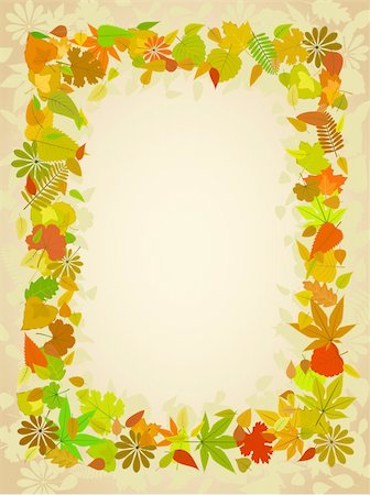 Autumn leaf frame with space for text pattern Stock Photo - Budget Royalty-Free & Subscription, Code: 400-05690238
