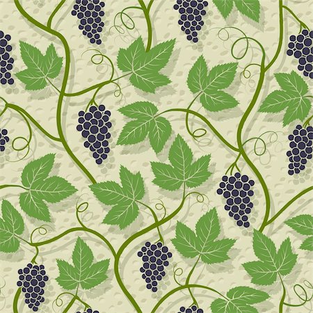 Grape, vine on wall growing seamless pattern Photographie de stock - Aubaine LD & Abonnement, Code: 400-05690233