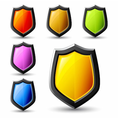 Vector shield icons, colous samples Stock Photo - Budget Royalty-Free & Subscription, Code: 400-05690251