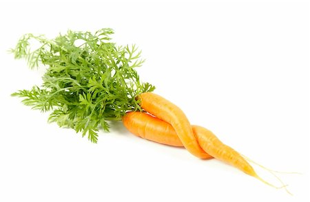 simsearch:400-03964348,k - Fresh pair of carrots on white background Stockbilder - Microstock & Abonnement, Bildnummer: 400-05690875