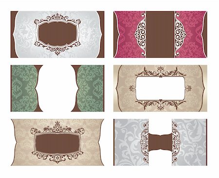 damask vector - set of different invitation cards vector illustration Stock Photo - Budget Royalty-Free & Subscription, Code: 400-05692127