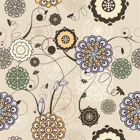 simsearch:400-05905259,k - abstract cute seamless floral background vector illustration Foto de stock - Super Valor sin royalties y Suscripción, Código: 400-05692134