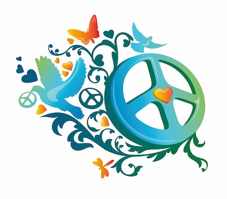 abstract artistic hippie peace symbol vector illustration Stock Photo - Budget Royalty-Free & Subscription, Code: 400-05692184