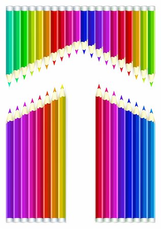 painting supplies - Colored pencils arrow shape on white background Stock Photo - Budget Royalty-Free & Subscription, Code: 400-05692338