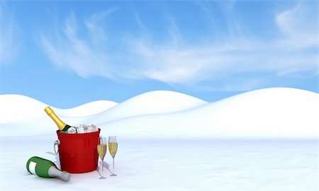 Ice bucket with champagne bottles and glass Stock Photo - Budget Royalty-Free & Subscription, Code: 400-05692394