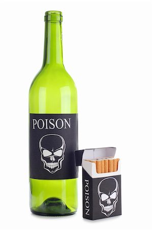 simsearch:600-01374347,k - Color photo of a pack of cigarettes and a bottle of wine Stock Photo - Budget Royalty-Free & Subscription, Code: 400-05692436