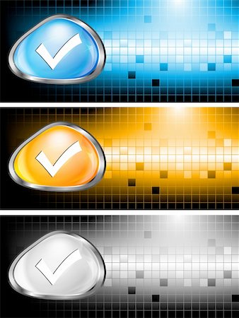simsearch:400-07212658,k - Colourful mosaiq banners with check button. Eps 10 vector Stock Photo - Budget Royalty-Free & Subscription, Code: 400-05692507