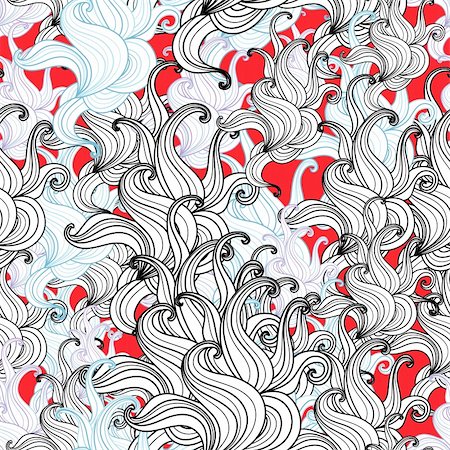 plant drawing decor - abstract seamless pattern with bright red white and black Stock Photo - Budget Royalty-Free & Subscription, Code: 400-05692533