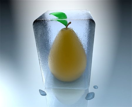 fresh glass of ice water - Frozen pear inside an ice cube with water drops Stock Photo - Budget Royalty-Free & Subscription, Code: 400-05692627