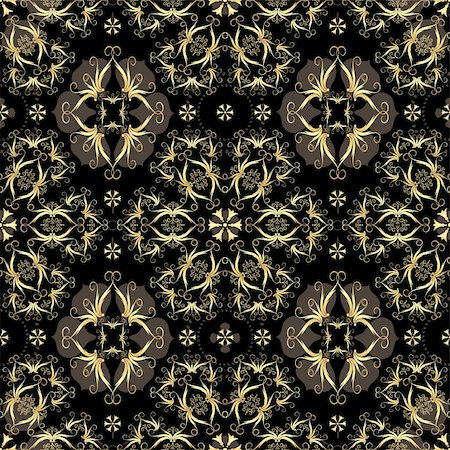 Gold and  black seamless pattern with arabic ornament (vector) Foto de stock - Super Valor sin royalties y Suscripción, Código: 400-05692803