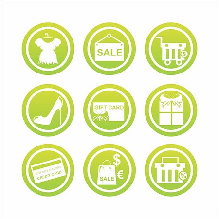 footwear icons - set of 9 green shopping signs Stock Photo - Budget Royalty-Free & Subscription, Code: 400-05693011