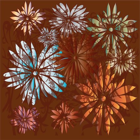 penzurova (artist) - Brown background with flowers, vector EPS10, illustration Foto de stock - Super Valor sin royalties y Suscripción, Código: 400-05693020