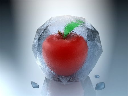 Frozen apple inside an ice cube with water drops Stock Photo - Budget Royalty-Free & Subscription, Code: 400-05693162