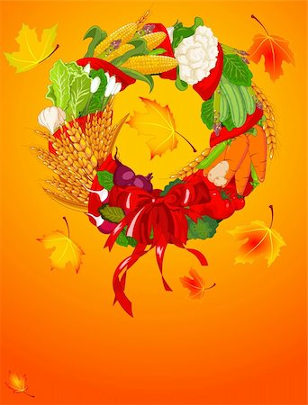 round ornament hanging of a tree - Autumn Welcome harvest background Stock Photo - Budget Royalty-Free & Subscription, Code: 400-05693182