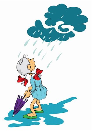 rain little girl - Picture of a girl who opens an umbrella, it starts to rain. Photographie de stock - Aubaine LD & Abonnement, Code: 400-05693214