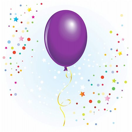 Violet balloon with dangling curly ribbon in vector format Stock Photo - Budget Royalty-Free & Subscription, Code: 400-05693377