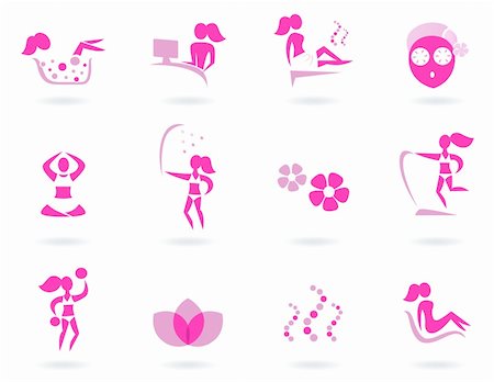 spa icon - Vector collection of pink spa icons - pink and white. Foto de stock - Super Valor sin royalties y Suscripción, Código: 400-05693513