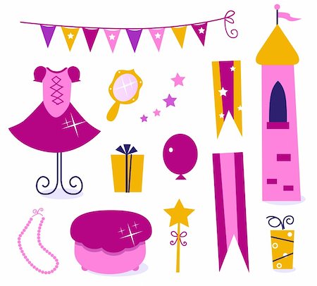 simsearch:400-06739427,k - Vector collection of design elements for Princess Party. Photographie de stock - Aubaine LD & Abonnement, Code: 400-05693538