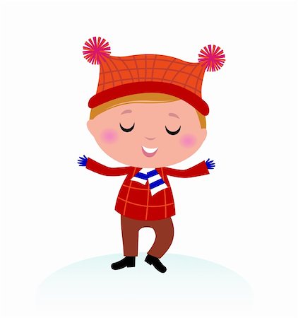 simsearch:400-05693542,k - Little Boy in winter costume isolated on white - vector cartoon Photographie de stock - Aubaine LD & Abonnement, Code: 400-05693546