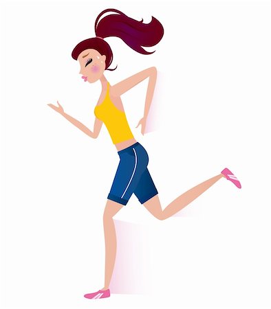 Jogging or running Woman - vector Illustration isolated on white Stock Photo - Budget Royalty-Free & Subscription, Code: 400-05693543