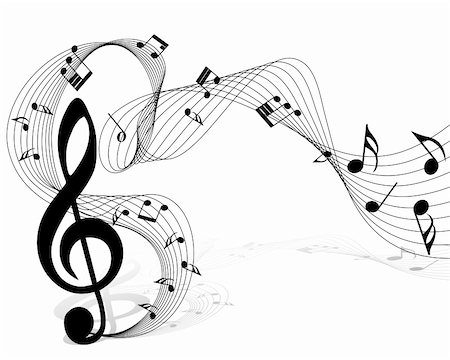 flowing musical notes illustration - Vector musical notes staff background for design use Stock Photo - Budget Royalty-Free & Subscription, Code: 400-05693776