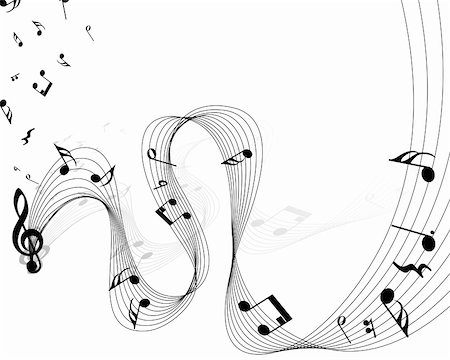 Vector musical notes staff background for design use Stock Photo - Budget Royalty-Free & Subscription, Code: 400-05693779
