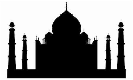 Taj mahal temple silhouette. Vector illustration for design use. Stock Photo - Budget Royalty-Free & Subscription, Code: 400-05693782