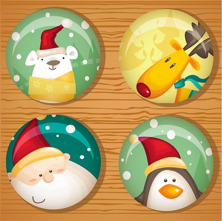 Cute Christmas badges, vector illustration Stock Photo - Budget Royalty-Free & Subscription, Code: 400-05693808