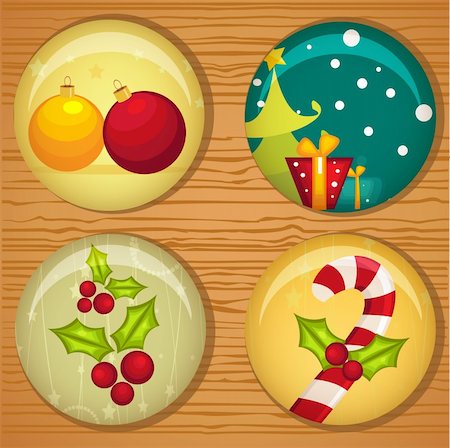 Cute Christmas badges, vector illustration Stock Photo - Budget Royalty-Free & Subscription, Code: 400-05693809