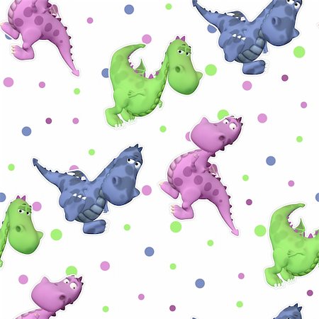 dragon color blue - Seamless tiling texture with cute blue, pink and green dragons and dots Stock Photo - Budget Royalty-Free & Subscription, Code: 400-05693811