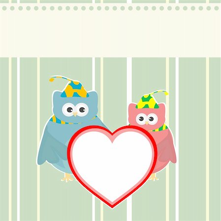 simsearch:400-05711303,k - cute owl holding red love heart card background vector Photographie de stock - Aubaine LD & Abonnement, Code: 400-05693948