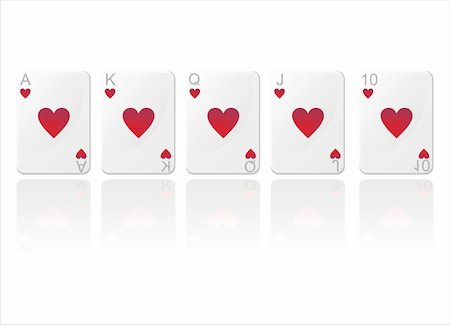 simsearch:400-07573978,k - royal flush in hearts isolated on white Photographie de stock - Aubaine LD & Abonnement, Code: 400-05693978