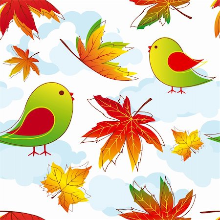 floral bird pattern - Abstract colorful autumn leaves seamless pattern Photographie de stock - Aubaine LD & Abonnement, Code: 400-05704199