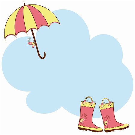 simsearch:400-05327098,k - Illustration cute rain boots and umbrella Stock Photo - Budget Royalty-Free & Subscription, Code: 400-05704290