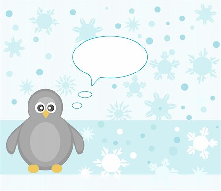penguin on mountain - Cute penguin winter snowflake background greeting card vector Photographie de stock - Aubaine LD & Abonnement, Code: 400-05704315