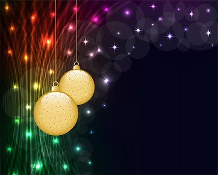 Christmas balls on dark abstract background of glowing neon lights. Copy space for text. Photographie de stock - Aubaine LD & Abonnement, Code: 400-05704334