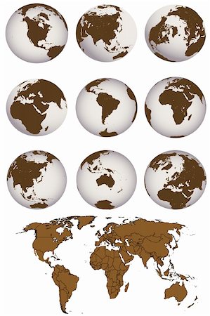 World map and Earth globes Stock Photo - Budget Royalty-Free & Subscription, Code: 400-05704424